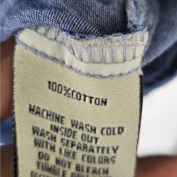 New Look Chambray Shirt 3X Plus Blue Long Sleeve Snap Buttons Tie Front  Classic - Picture 10 of 12